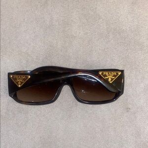 Prada Black, Brown and Gold Designer Sunglasses